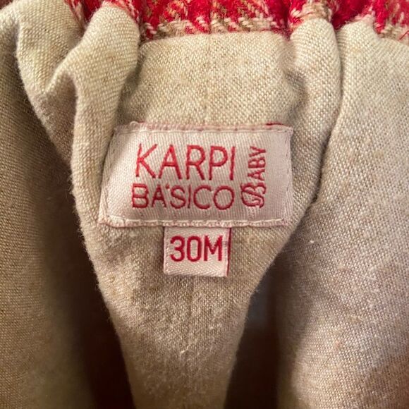 Karpi Ba'sico Baby Plaid Wool Blend Shorts with Suspenders Red Gold Size 30 Mos - Picture 5 of 8